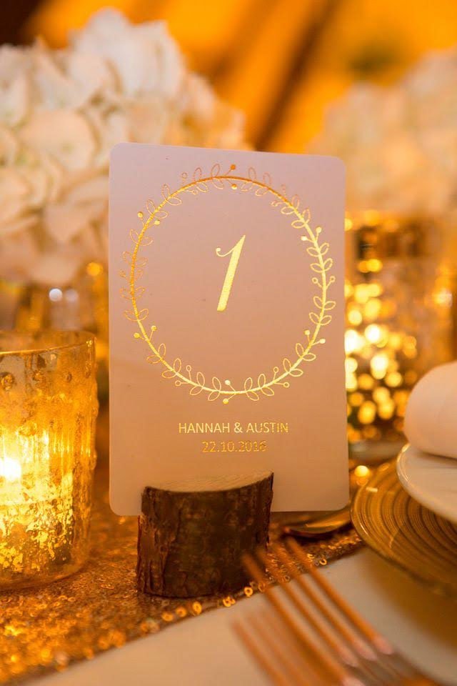 carte numéro de table decoration mariage dore